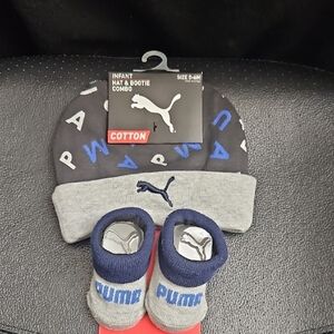 Puma Infant Hat & Bootie Combo - Black and Gray